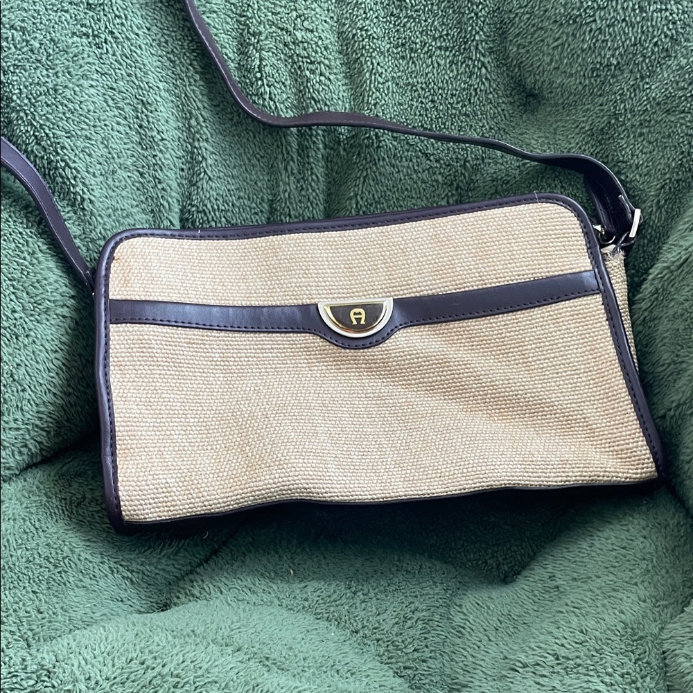 Etienne Aigner vintage Tan and plum Crossbody Bag